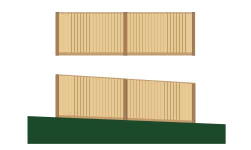 Closeboard fencing flat and sloped installation diagram by Next Fence